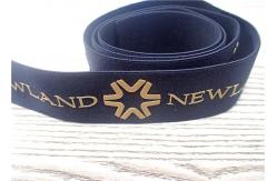 China 30MM Black Jacquard Elastic Band Silk - Screen Printed With Glossy Golden Silicone Logo supplier