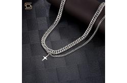 China Hip Hop Cuban Link Chain Necklace Titanium Steel Cross Pendant Double Layer supplier
