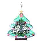 Width 27cm Rotating Metal Wind Spinner 3D Christmas Tree Wind Chimes for sale