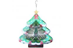 China Width 27cm Rotating Metal Wind Spinner 3D Christmas Tree Wind Chimes supplier
