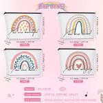 Rainbow Cosmetic Bag 4 Pieces Inspirational Quotes Canvas Cosmetic Bags for sale