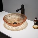 Custom Glass Shallow Round Vessel Sink Large Modern Round Crystal for sale