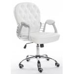 Ergonomic Design With Tilt Adjustment White PU Leather Powder-coated Metal Frame Padded Armrests Chrome Gas Lift for sale