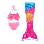 Polyester And Spandex Mermaid Tails For Swimming , Grils Swimmable Bathing Suit 3Pcs