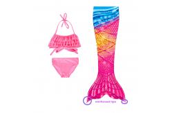 China Polyester And Spandex Mermaid Tails For Swimming , Grils Swimmable Bathing Suit 3Pcs supplier