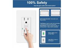 China 15A 125V 60Hz GFCI Power Outlet Safe Socket Wall Mounted Self grounding supplier