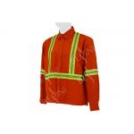 Men'S Pure Cotton Hi Vis Work Shirts , Long Sleeve Reflective Work Uniforms for sale