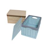 Multiscene Lidded Folding Plastic Storage Box , Washable Collapsible Totes With Lid for sale