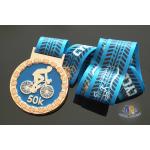 Bicycle 50K Run Custom Made Kids Metal Marathon Medals Soft Enamel Processing for sale