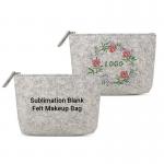Custom Blank Sublimation Portable Felt Makeup Bag Coin Purse Cosmetic Canvas Bag With Zipper for sale