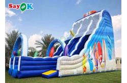 China 42.7ft Giant Inflatable Water Slides Blue Inflatable Double Beach Lane Slide supplier