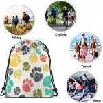 Digital Printed Drawstring Backpack Bag Hand Drawn Doodle Prints Puppy Footprint Drawing