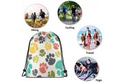 China Digital Printed Drawstring Backpack Bag Hand Drawn Doodle Prints Puppy Footprint Drawing supplier