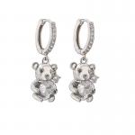 Bear Sterling Silver Crystal Jewelry Hoop Silver Zircon Earrings LovelyLittle for sale