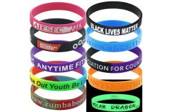 China Plain Style Printed Silicone Wristbands 1-5mm Width In OPP Bag supplier