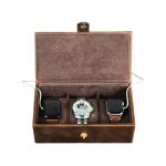 China 3 Slots Luxury Double Open Watch Box Case Cow Leather Watch Travel Case Storage Organizer Box manufacturer