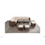 L Shape Ritzy Outdoor Rattan Sofa Group With Three Stools In Brown Color for sale