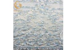 China Soft Touching Sparkly Lace Fabric Embroidery Mesh 135cm Width For Dressmaking supplier