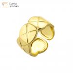 18k Real Gold Plated Wide Band Rings Couple Wavy Texture Adjustable