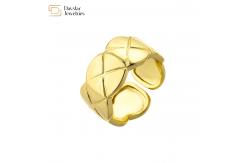 China 18k Real Gold Plated Wide Band Rings Couple Wavy Texture Adjustable supplier