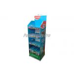 Blue 4 Shelf Point Of Sale Cardboard Display Stands With Clear Lips