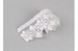 China White Lace Ribbon Embroidery Fabric With Silver Lurex Poly Yarn Eco - friendly supplier