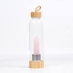 Wellness Healing Gemstone Glass Bottles For Water Storage , Infused Rose Quartz Crystal Water Bottle for sale