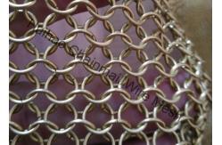 China Space Divider Metal Mesh Drapery , Hotel Curtain Brass Wire Chainmail Ring Mesh supplier