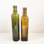 Amber Dark Green Glass Olive Oil Bottle Round / Square Shaped Easy To Use