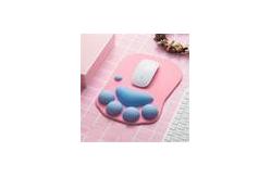 China Portable Recycled Pink Paw Mouse Pad , Nonslip Mousepad With Wrist Support supplier