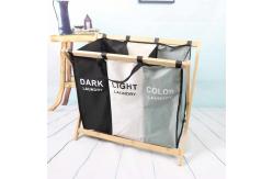 China Bamboo Frame Reusable Collapsible Laundry Hamper X Shape Detachable Oxford Cloth supplier