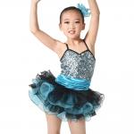 MiDee Costume Sequin Top Multi Colors Tires Tutus with Ruffled Hem Wide Waistbands Dance Competitions Dress for Girls. for sale