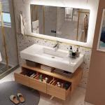120cm-180cm Solid Wood Bathroom Vanity Artificial Stone Wash Basin Cabinet Set