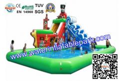 China Exciting Green Inflatable Sport Games , Commercial Inflatable Water Slides supplier
