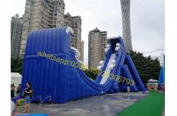 China moon shape giant inflatable blue slide supplier