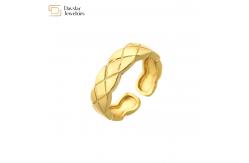 China 18k Real Gold Plated Wide Band Rings Couple Wavy Texture Adjustable supplier