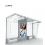 Antirust Powder Coating Metal Smart Bus Shelter With Static Poster for sale