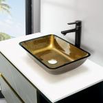 Bathroom Rectangular Handmade Wash Basins Copper Gold Top Mount Vessel Sink for sale