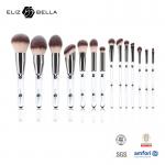14PCS Professional Quality Makeup Brush Set Shiny Silver Ferrule And Clear Plastic Handle