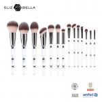 14PCS Professional Quality Makeup Brush Set Shiny Silver Ferrule And Clear Plastic Handle for sale
