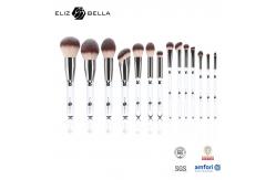 China 14PCS Professional Quality Makeup Brush Set Shiny Silver Ferrule And Clear Plastic Handle supplier