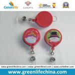 Simle Face Logo Promotional Retractable Round Plastic Reel Holder