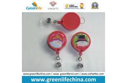 China Simle Face Logo Promotional Retractable Round Plastic Reel Holder supplier