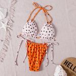 black point orange style swimwear  High Waist Bikini Women'S Solid Color Sexy 2-Piece /Swimming Suits Bikini  large size for sale