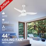 Home Office 44 inch 3 ABS Blades DC Motor Remote Control Decorative LED Ceiling Fan Light for sale
