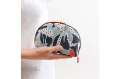 China Flower Pattern Half Moon Shape Practical Wash Makeup Bag supplier