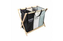 China Reusable Folding Collapsible Laundry Hamper For Clothes Socks Sturdy Bamboo Wood supplier