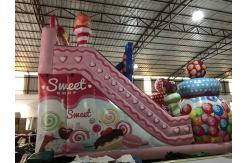 China Customized High Inflatable Candy House Dry Slide For Christmas supplier