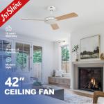 App-Controlled Reversible Motor Ceiling Fan with Remote Control and White MDF Blades for sale