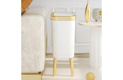 China PP Plastic Office Dustbin Custom Trash Can 15L With High Bamboo Leg supplier